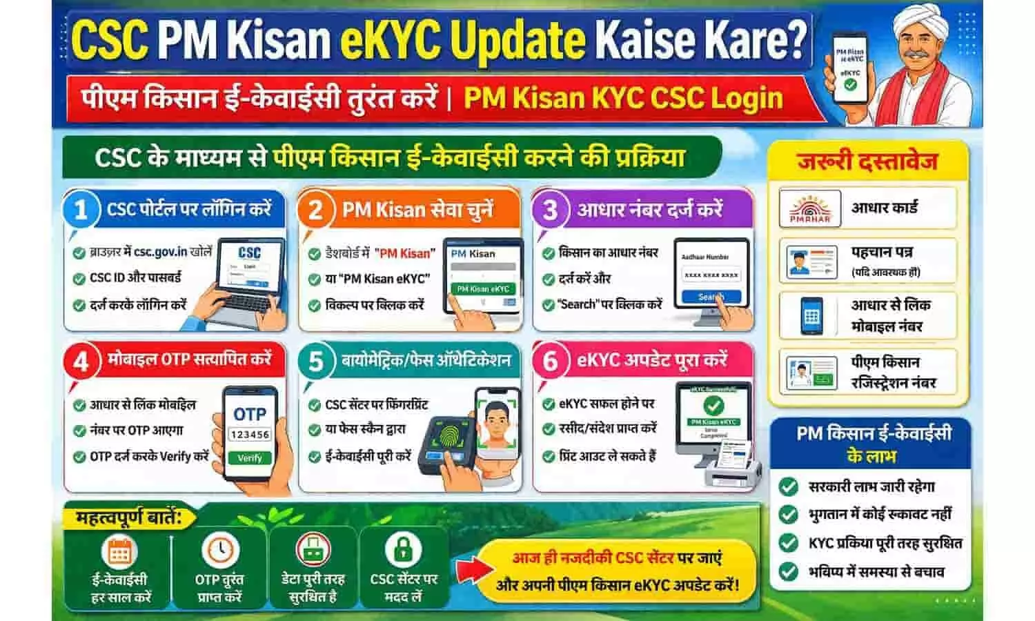 CSC PM Kisan eKYC Update Kaise Kare? पीएम किसान ई-केवाईसी तुरंत करें | PM Kisan KYC CSC Login CSC PM Kisan eKYC Update Kaise Kare? पीएम किसान ई-केवाईसी तुरंत करें | PM Kisan KYC CSC Login