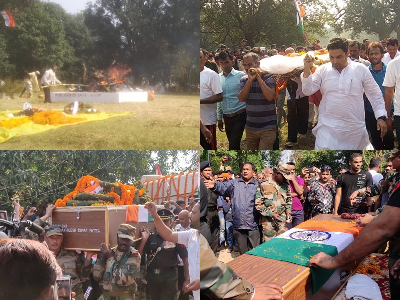 रीवा: पंचतत्व में विलीन हुआ श्रीनगर में ड्यूटी के दौरान शहीद हुए जवान अखिलेश का शरीर