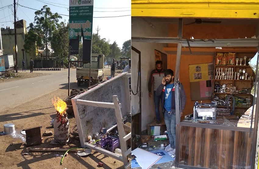 रीवा : गुंडा टैक्स के नाम पर दुकान में घुसकर सरहंगो ने तोडा सामान और मारपीर कर सिलेंडर में लगाई आग
