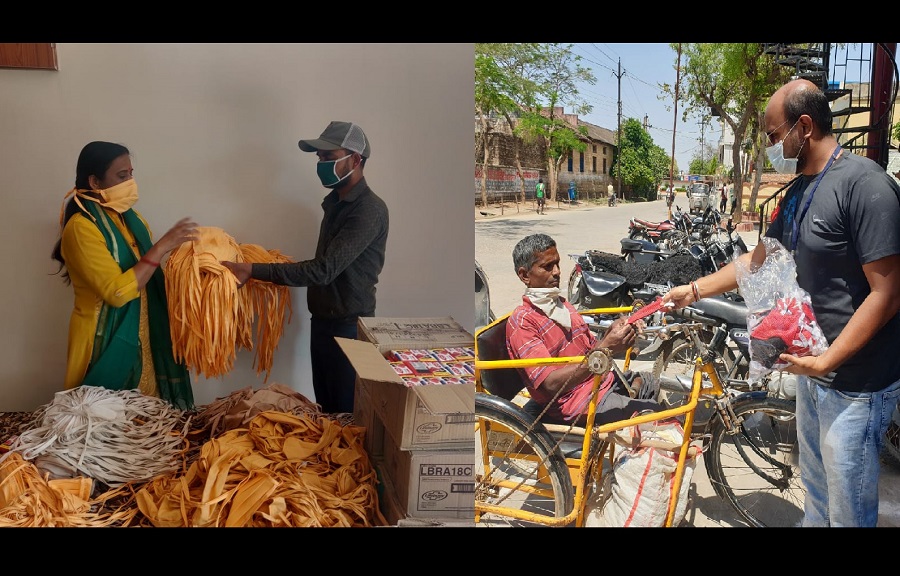 रीवा: महिला कांग्रेस की टीम बना रही मास्क, अर्थ फाउंडेशन कर रहा मास्कों का वितरण