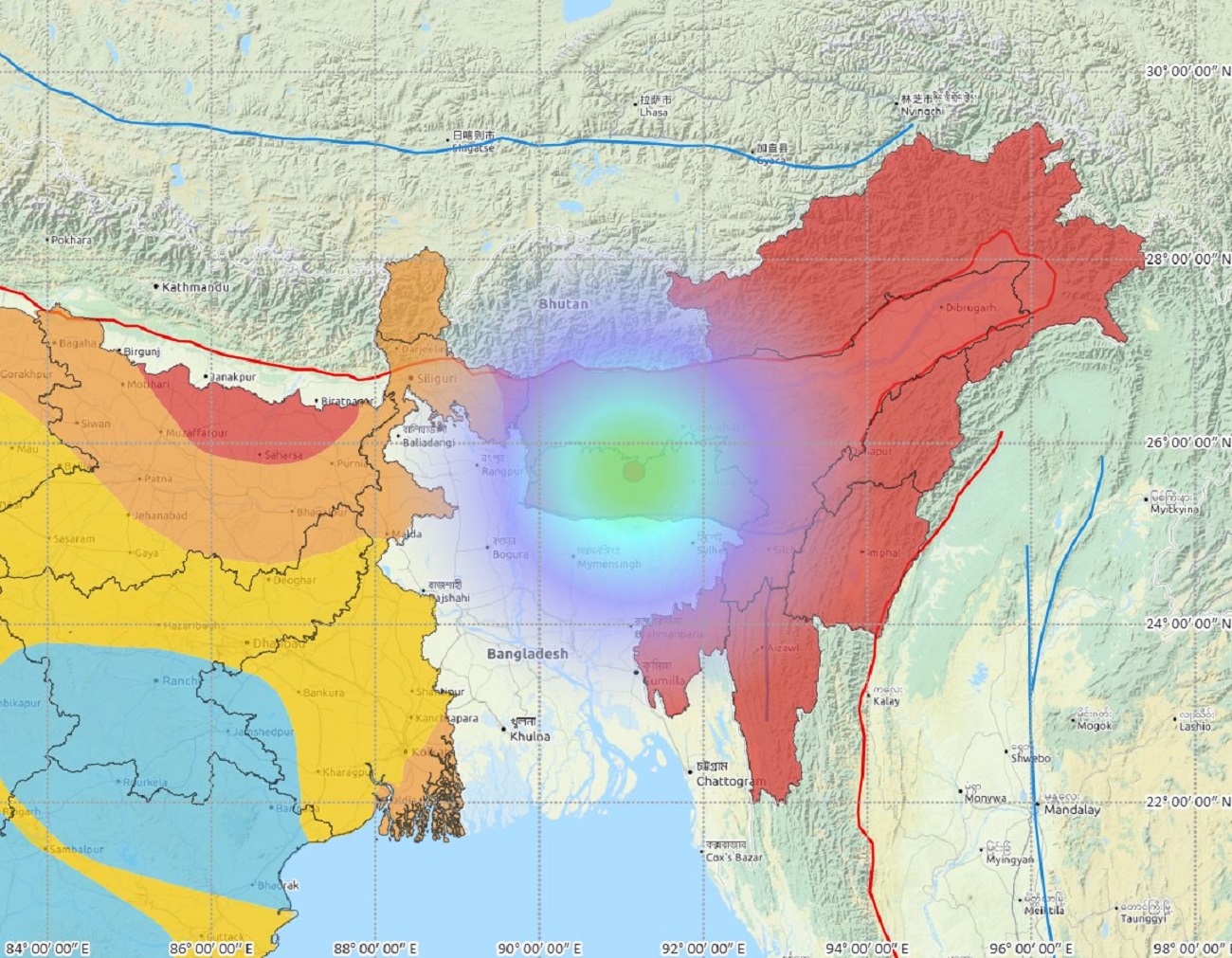 मेघालय के पश्चिम खासी हिल्स पर 4.4 तीव्रता का भूकंप आया