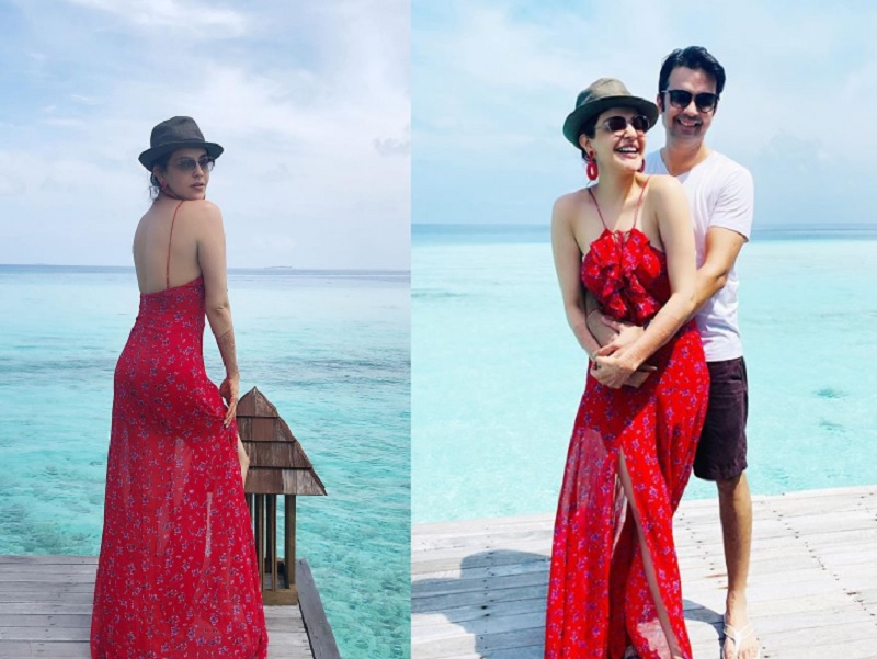 मालदीव्स हनीमून मनाने पहुंची काजल अग्रवाल, बीच पर टाइटैनिक पोज देते शेयर की बोल्ड तस्वीर