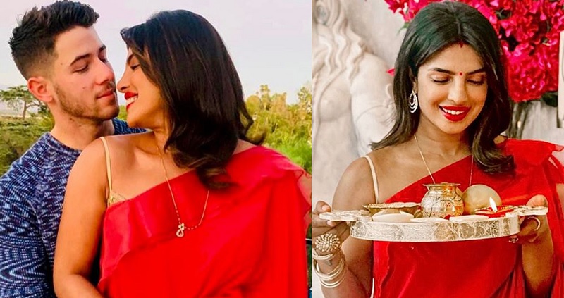 प्रियंका चोपड़ा ने कुछ इस अंदाज में मनाया करवा चौथ का पर्व, लाल साड़ी में एक्ट्रेस दिखी बेहद खूबसूरत