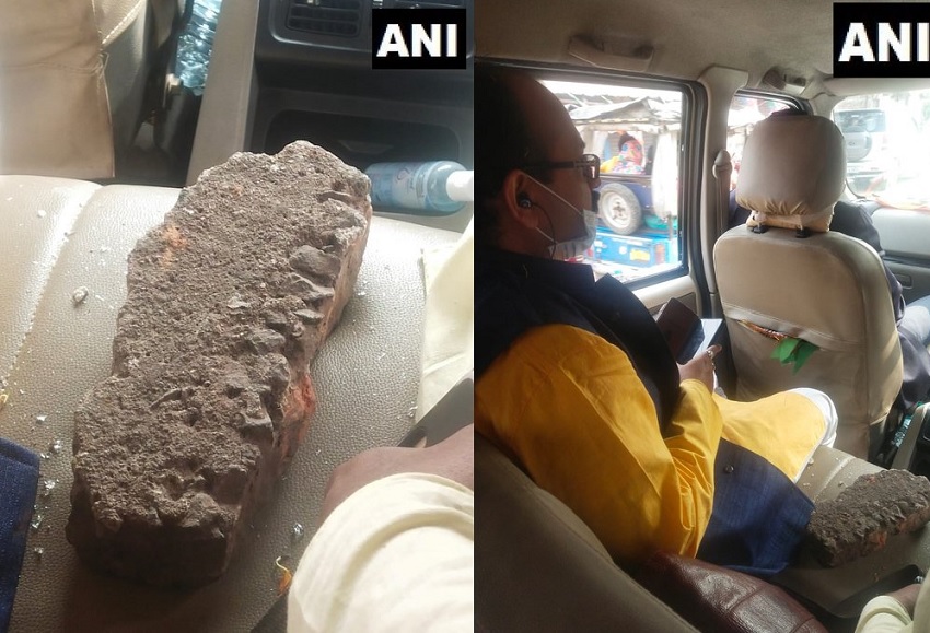 बंगालः जेपी नड्डा के वाहन में पहुचा भारी-भरकम पत्थर, निकल रहे काफिले के दौरान हुई पत्थरबाजी