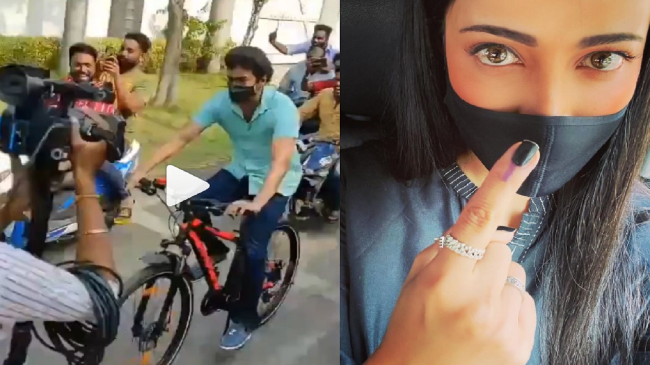 साइकिल चलाकर वोट डालने पहुंचे तमिल एक्टर Vijay Thalapathy, सड़क पर एक्टर को देख क्रेजी हुए फैंस