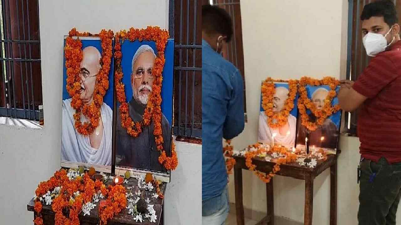 अजब-एमपी की गजब कहानी, प्रधानमंत्री की फोटो में पहनाई माला, जला दी मोमबत्ती, बड़ी चूक