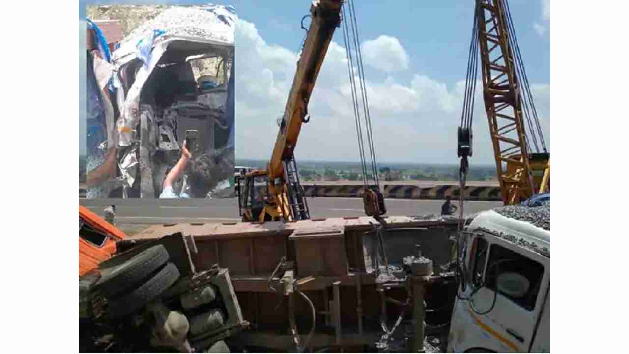 Rewa : दर्दनाक हादसा, पल्टे ट्रक से जा टकराया ट्रेलर, चालक की मौत, 13 घंटे बाद निकला शव