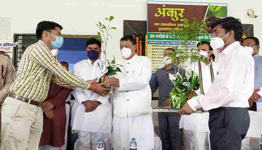 प्रभारी मंत्री ने विघ्नहर्ता संगठन के पदाधिकारियों को पौधे देकर किया सम्मानित- Rewa News